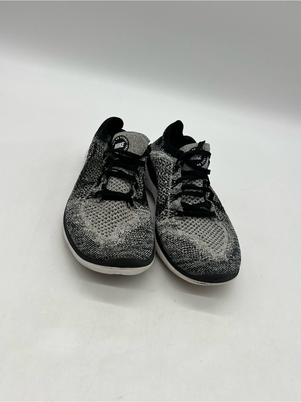 Nike Free RN Flyknit 2018 Men’s Sz 7.5 Black White Mesh Running Sneakers Shoes